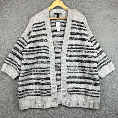 New LANE BRYANT Open Front Knit Gray Stripe sweater cardigan sz 18/20 - Image 1 of 4
