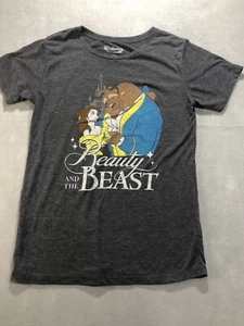 Disney Shirt Womens Medium Beauty and the Beast Crew Neck Short Sleeve Gray - Picture 1 of 4