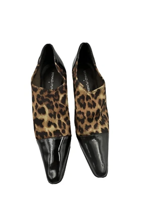 Donald J Pliner Shoes Leopard Dark Brown Patent Leather Levy2 Kitten Heels 5 1/2 - Image 1 of 4