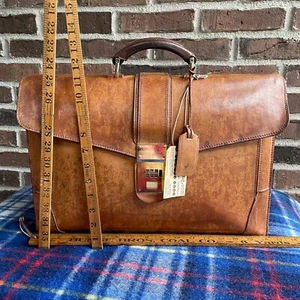 BORSA VALIGETTA MACBOOK VINTAGE ANNI '70 RENWICK BRITANNICA TAN CON CINTURA IN PELLE R$898 - Foto 1 di 22