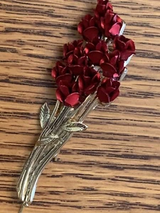 Brooch Red Roses Bouquet DM 97 Gold Tone Jewelry Great Gift for any ROSE LOVER!! - Bild 1 von 11