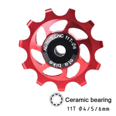 Polea de desviador trasero rueda jockey cojinete cerámica aluminio bicicleta MTB 11T 2 piezas Foto 1 de 4