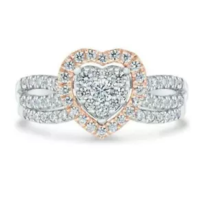 Ellaura Blush 1.Ct Multi Lab-Created Diamond Heart Frame Bridal Set Ring Silver - Picture 1 of 7