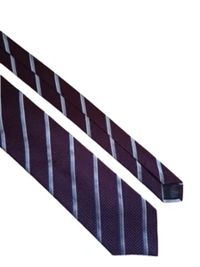 SUPERB GENTS TIE | Classic Mens Dark Red Grey Black Wool Blend Geometric Pattern - Picture 1 of 3