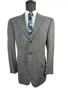 ZANELLA Mens Gray TWEED FLECK Wool ITALIAN Sport Coat Blazer Jacket SIZE 42R - Picture 1 of 9