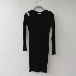 Vestido LNA Revolve Negro Acanalado Tejido Hombro Frío Corte Manga Larga Talla Mediana - Imagen 1 de 9