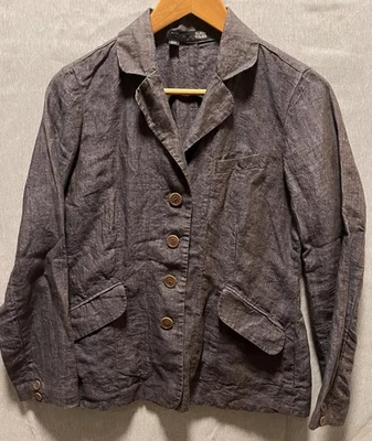 EILEEN FISHER Blazer Jacket Size 6P Crossdyed Linen Woven Soft Suiting Gray - Image 1 of 4