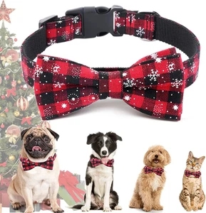 Collare Natalizio per Cani E Gatti, Collari Con Farfallino Natale Collare Regola - Foto 1 di 12