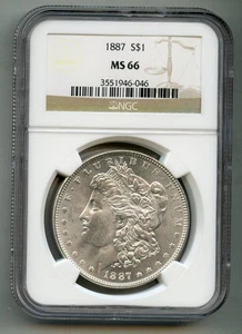 1887 Morgan Silver Dollar NGC MS 66 - Picture 1 of 4