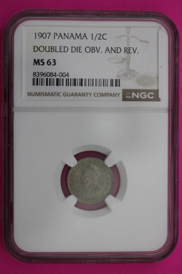 1907 MS 63 Panama Double Die Obc & Rev  1/2 Centesimo NGC Certified Graded 590 - Image 1 of 3