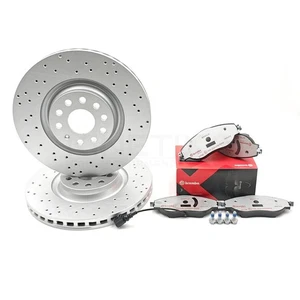 Per VW Golf Gti MK8 Croce Forati Dischi Freno Anteriori Brembo Extra Pads Filo - Foto 1 di 12