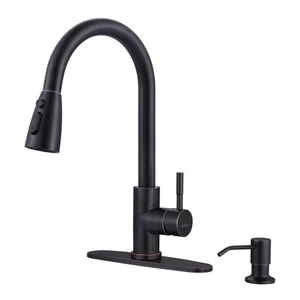 Grifo de cocina de bronce frotado con aceite con dispensador de jabón, cocina de acero inoxidable... - Imagen 1 de 6