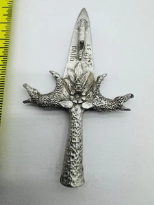 Ciondolo pugnale in peltro Gallo 2,5 in design vintage artigianale - Foto 1 di 3