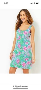 NEW Lilly Pulitzer Newberri Tank Dress - Amalfi Blue Leaf It Wild size SzSmall - Picture 1 of 6
