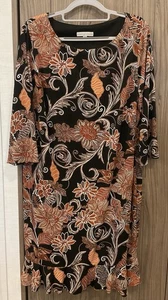 Sandra Darren Womens 3/4 Sleeve Black/floral Dress Size 16W - Picture 1 of 9