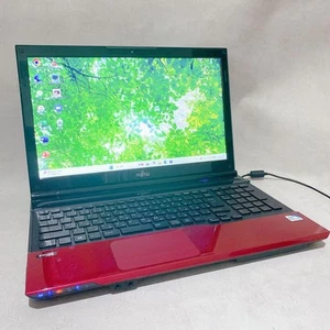 Fujitsu Red Laptop Windows 11 15.6 Inch 8GB RAM 256GB SSD Webcam - Picture 1 of 9