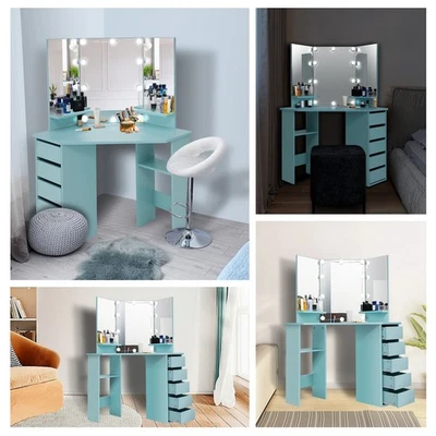 Vaidade especial em forma de L com 10 luzes LED mesa de grande capacidade melhor presente💐 - Imagem 1 de 4