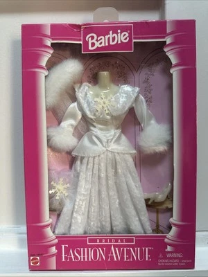 Mattel 15897 Barbie Fashion Avenue Winter Fur Wedding Dress Velvet Snowflake NIP - Image 1 of 4