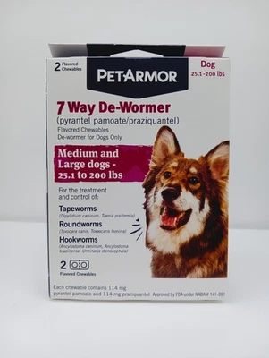 7 Way De-Wormer for Dogs Oral Treatment for Tapeworm Roundworm Hookworms 2 Dose - Image 1 of 3