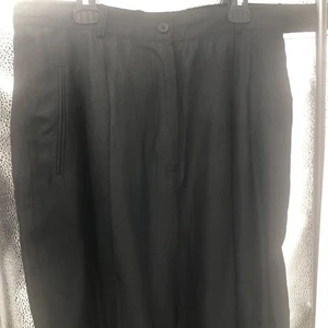 Silk / Linen A.J. CHRISTOPHER NM Essentials Black Dress Pants Size 12 Wide Leg - Picture 1 of 11