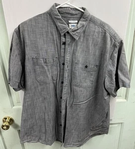 Old Navy Herren Leinenmischung Hemd mit Knopfleiste XXL Anthrazit Slim Fit Kurzarm - Bild 1 von 3