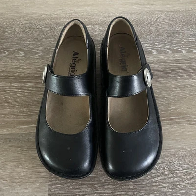 Alegria Paloma Black Mary Jane Shoes Size 38 Leather  Hook & Loop Nurse Comfort - Image 1 of 4