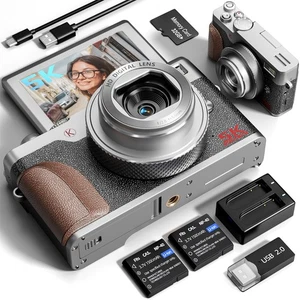 5K UHD Kamera 64MP 18X Zoom Flip Screen Videorecorder YouTube Starter Kit 32GB - Bild 1 von 7