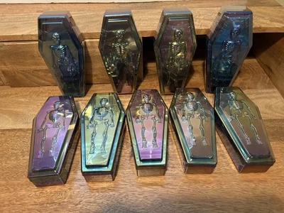 9 Clear Dark iridescent Plastic Coffin Treat Containers Boxes Craft Halloween - Image 1 of 4
