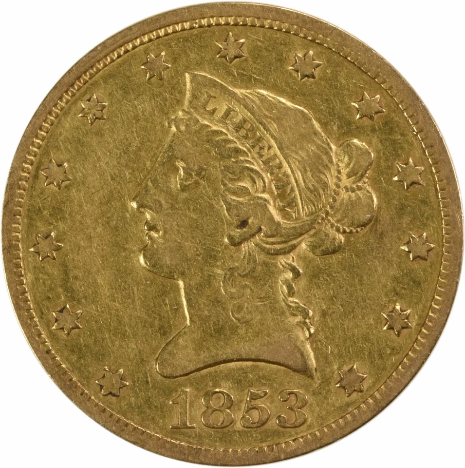 1853 $10 Gold Liberty Head EF Uncertified #113 - Image 1 of 2