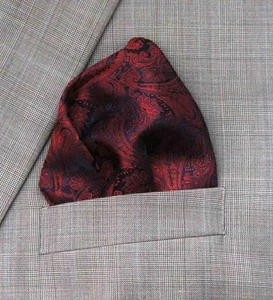 Gascoigne Pocket Square Red Blue Paisley B7R Men's - Picture 1 of 3