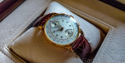 Chronographe Suisse 18k Solid Gold Manual Wind Cal Venus 170 Chronograph - Image 1 of 4