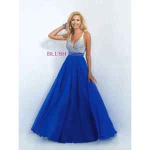 Elegantes besticktes Kleid von Alexia royalblau Größe 10 formelles Ballkleid - Bild 1 von 11