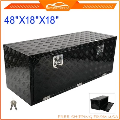48"x18"x18 inch Black Aluminum Underbody Tool Box Truck Bed Trailer Pickup Trunk - Image 1 of 4