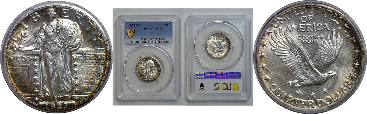 1923年 スタンディング・リバティ・クォーター銀貨PCGS AU 55 1923年 スタンディング・リバティ・クォーター銀貨PCGS AU 55