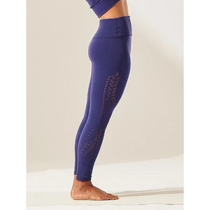 Athleta Warp Knit Poseidon Blue Floral CutOut 7/8 Tight Activewear Women Sz L/XL - Picture 1 of 7