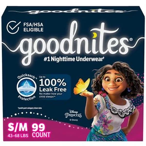 99 Ct Goodnites Girls' Bedwetting Underwear Size S/M Goodnites Girls' - Picture 1 of 8