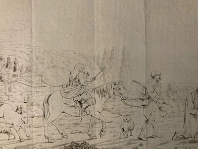 Schöner Gravur Lacour Père Und Schnüre 1807 Pferd Hund Religion Kirche Priester - Bild 1 von 4