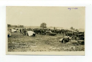 Foto postal Boxford MA 1917 RPPC Camp Curtis, militares de Estados Unidos, heno, caballos, vagón - Imagen 1 de 2
