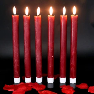 Flameless Taper Candles with Timer, Battery Operated Real Wax Realistic 3D Wick - Picture 1 of 12