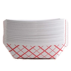 1000 Pack 1lb Red Check Paper Food Trays Baskets Snack Recyclable Server - Picture 1 of 4