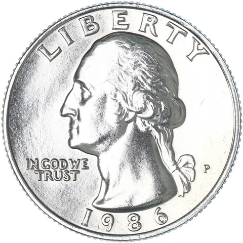 1986 P Washington Quarter Choice BU US Coin Cover