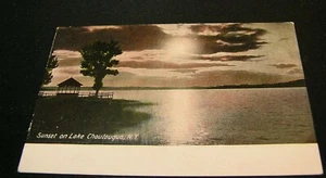 Chautauqua Lake, NY - Tramonto sul lago Chautauqua - affrancato 1909 - Foto 1 di 2