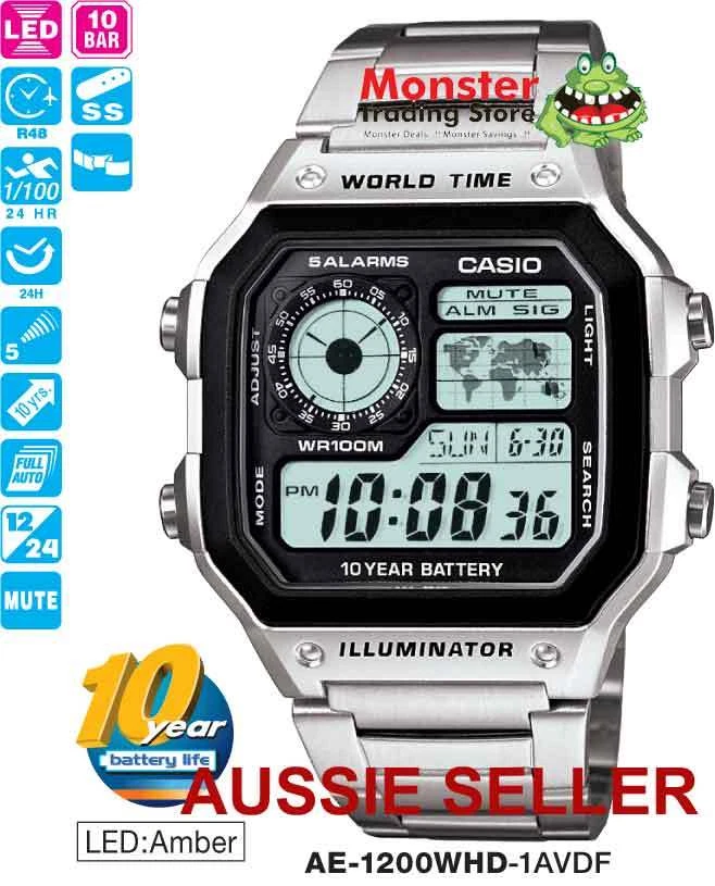 CASIO WATCH AE-1200WHD-1AVD AE1200 AE1200WHD AE-1200WH AE-1200 12 MONTH WARRANTY - image 1 of 1