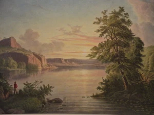 Indian Lake Sunset Currier & Ives 1962 Painted by Hess Print to Frame Vintage - Picture 1 of 8