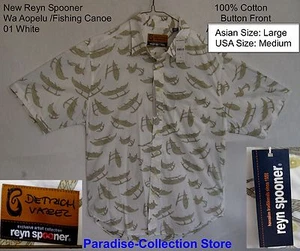 NWT REYN SPOONER  WA OAPELU / HAWAIIAN FISHING CANOE MODERN FIT ASIAN L=USA Med - Picture 1 of 12