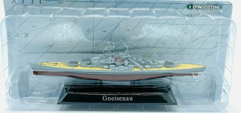  Navi da Guerra -Gneiseinau DeAgostini 1:1250 Die cast Metallo Plastica. - Immagine 1 di 1