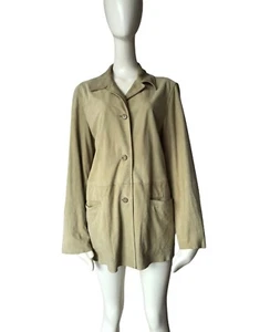 MAX MARA Weekend Beige Suede Pockets Jacket Blazer Size 42 IT - Picture 1 of 12