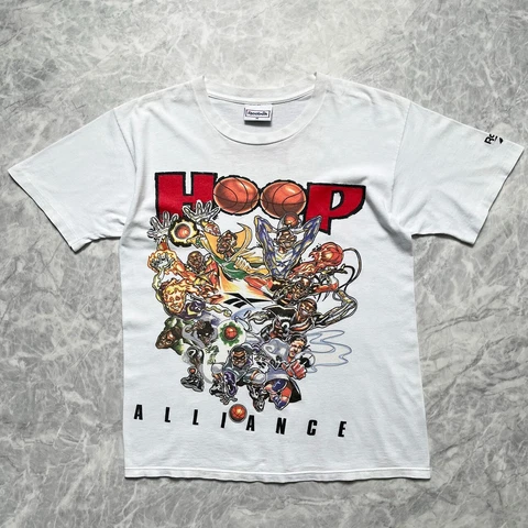VTG 90s NBA REEBOK KEMP WILKINS BROWN HOOP ALLIANCE CARICATURE T-SHIRT SIZE M Cover