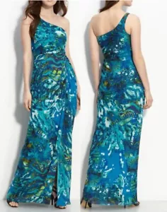 Maxi abito da donna Adrianna Papell taglia 4 una spalla lunga tropicale multicolore - Foto 1 di 13