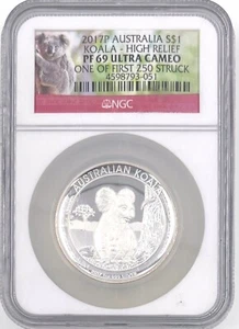 Australia Koala High Relief PF69 2017P Ultra Cameo Uno de los primeros 250 golpeados NGC - Imagen 1 de 2